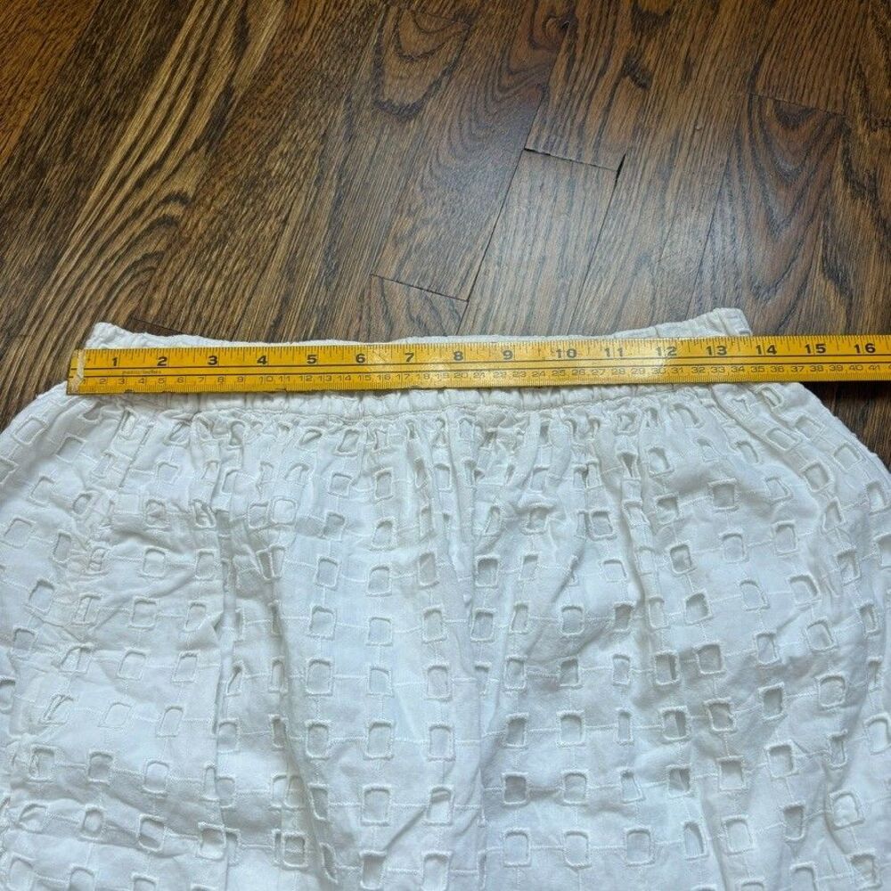 Gap Designed & Crafted White Eyelet Cotton Midi Skirt Elastic Lined Sz S - Picture 4 of 6